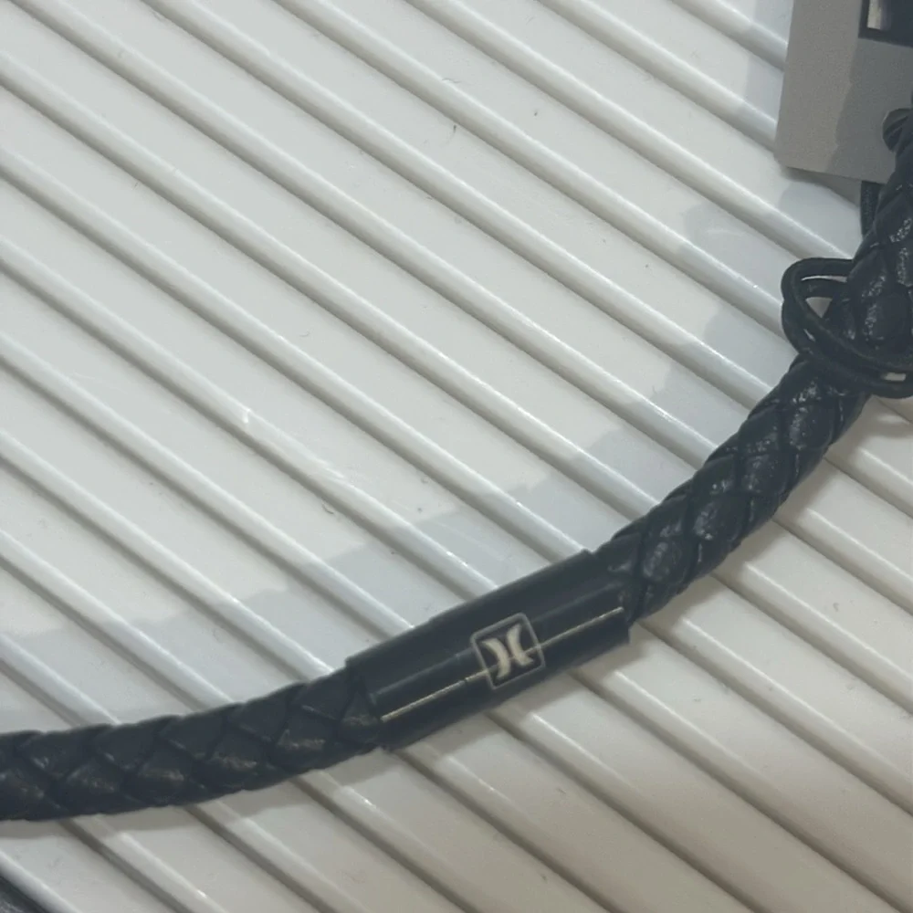 HURLEY Men’s Stainless Steel Black Braided Necklace
